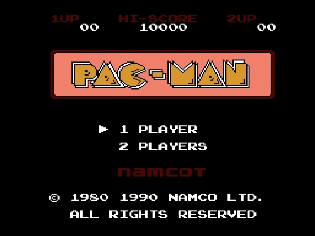 Pac-Man title screen for Famicom Disk System